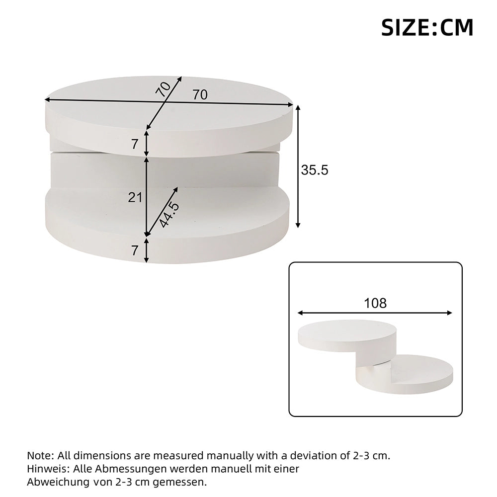 Tavolino girevole - Xylo - 70x70cm LED 16 colori bianco