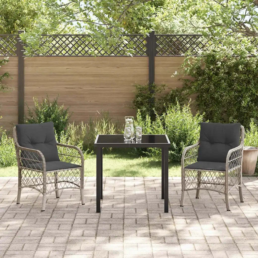 Set da Pranzo per Giardino 3 pcs Grigio chiaro polyrattan 3380239