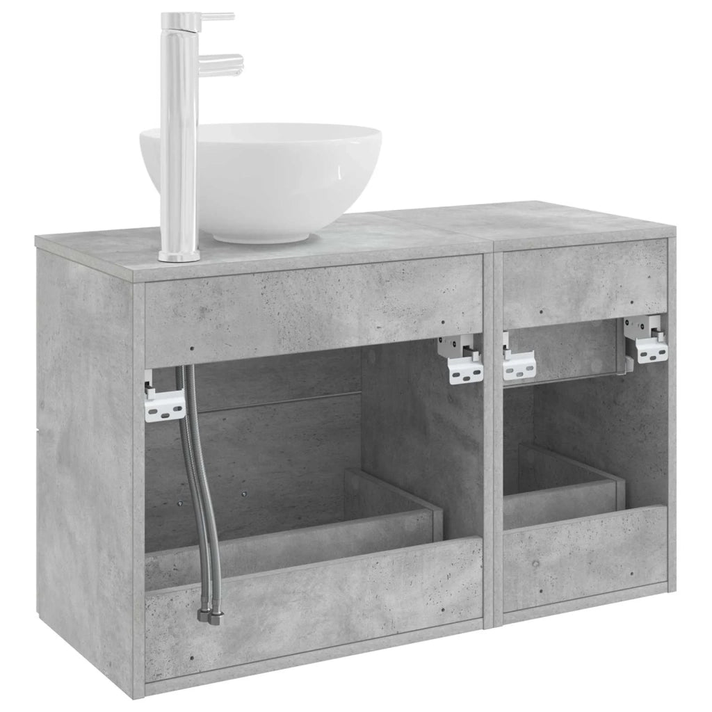 Set di mobili per il bagno 2 pcs Grigio Cemento 3403955