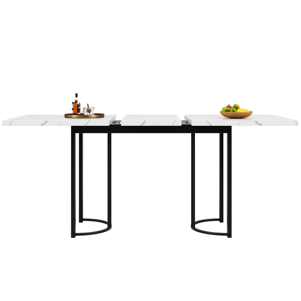 Tavolo da Pranzo Allungabile Rettangolare ¨C MINIMAL ¨C Metallo Bianco/Nero 140-180x80 cm