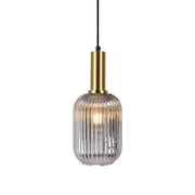 LÚZETE - SOSPENSIONE 1 LUCE ABAT-JOUR FUMÉ SPECCHIATO E27 SHELBY