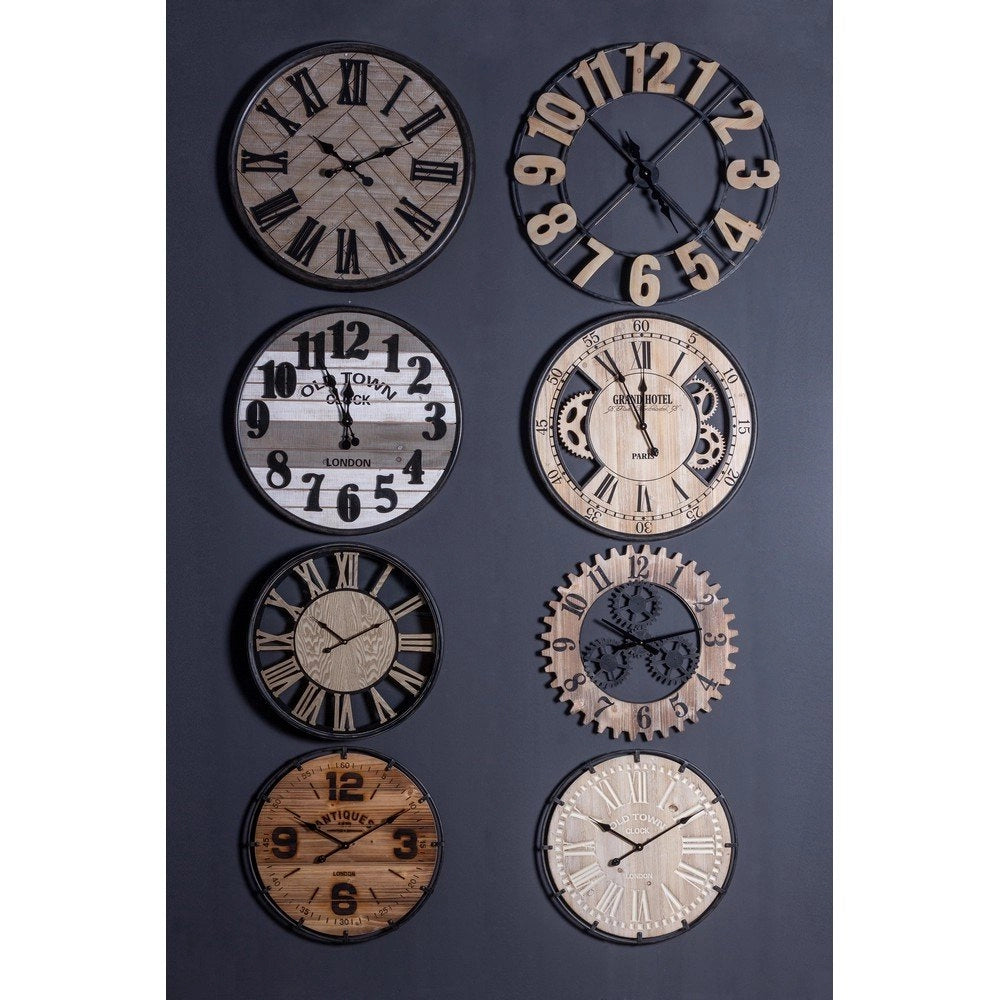 Set 2 Orologi da Parete Acciaio Nero Industriale 80 cm - VERDONIA