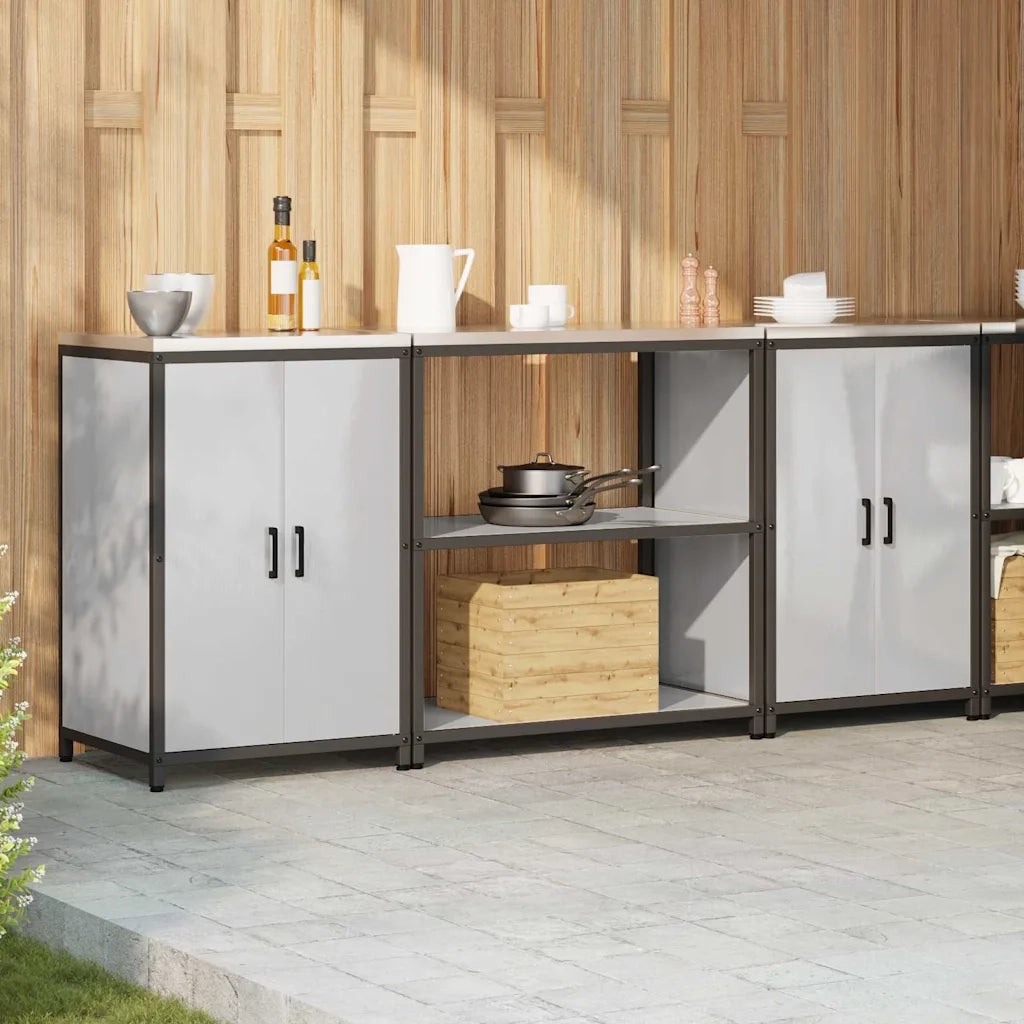 vidaXL Set di Stoccaggio per Cucina 3 pcs Argento 210 x 50 x 92 cm
