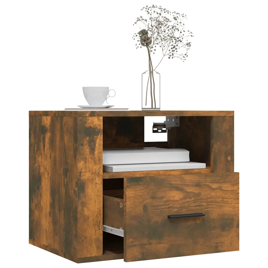 Comodini a Muro 2 pz Rovere Fumo 50x36x40 cm 816891