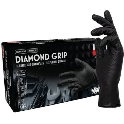 Guanto Nitrile Monouso Nero Diamond Med 50 Pezzi