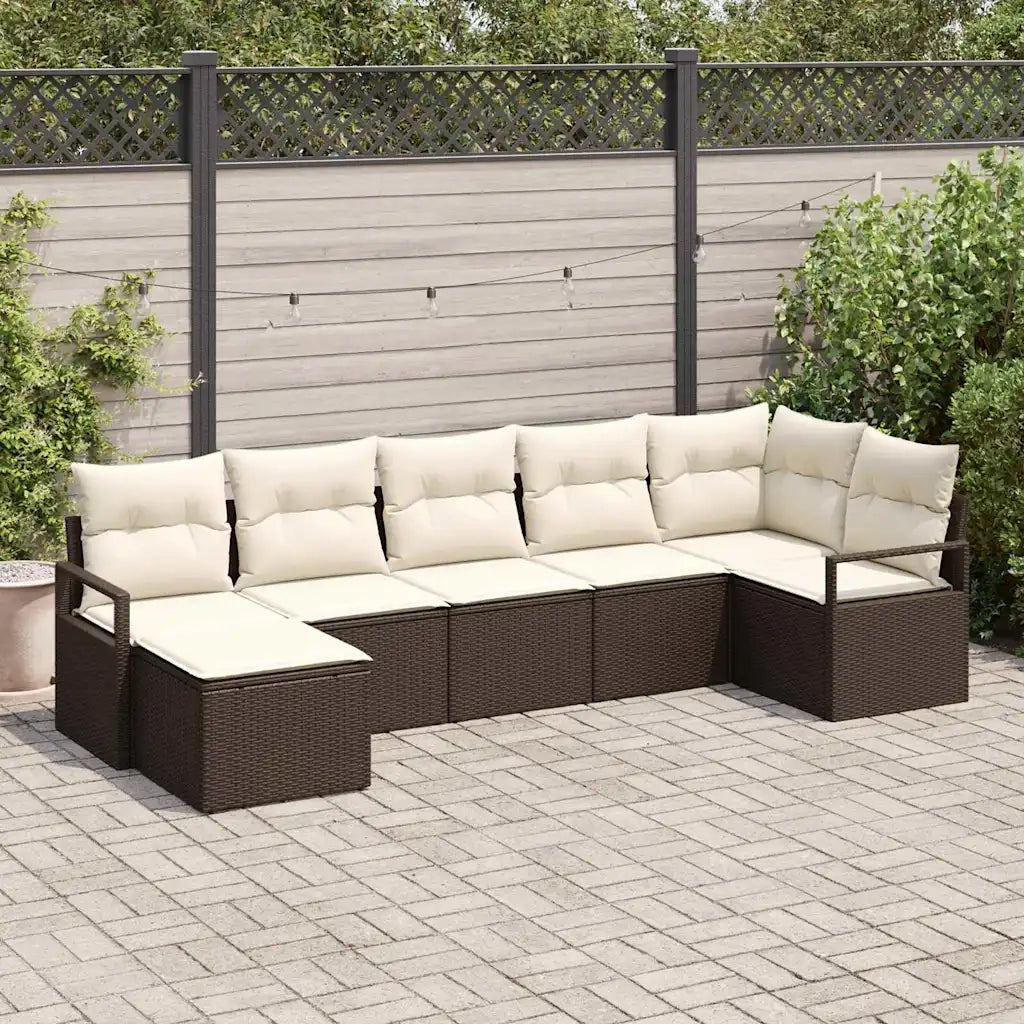 Set di divani 7 pcs Marrone polyrattan