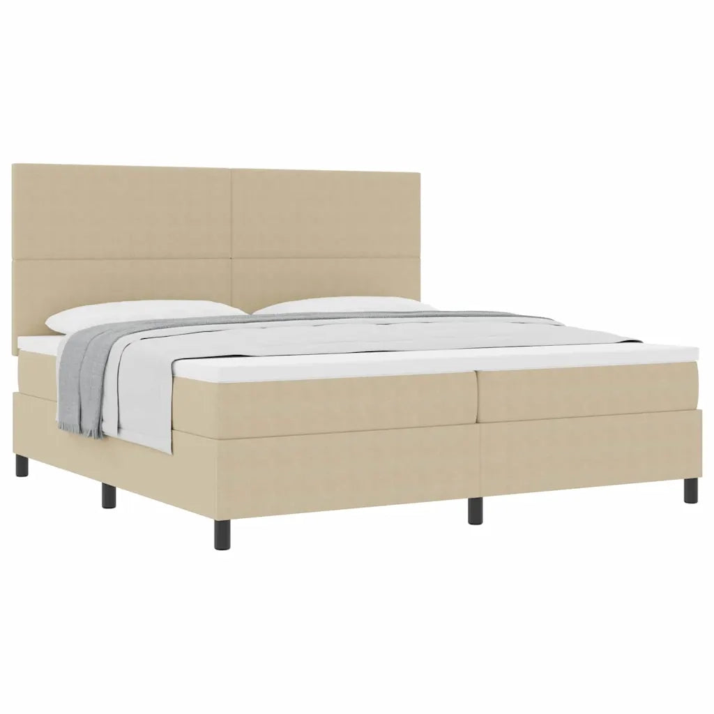 Letto a molle con testiera Grigio chiaro e bianco 200 x 200 cm 3337574