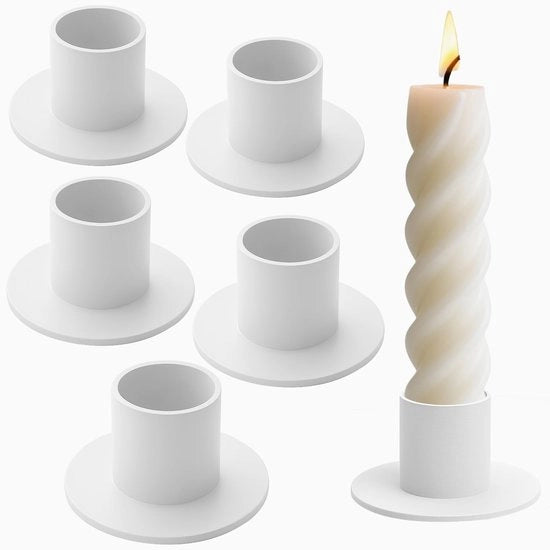 Sostituti di candela in metallo, struttura rotonda, sostituti di candela, contenitore per candele da tavolo, moderno sostituto di candela per decorazione da tavolo, matrimonio, cena a lume di candela (bianco)