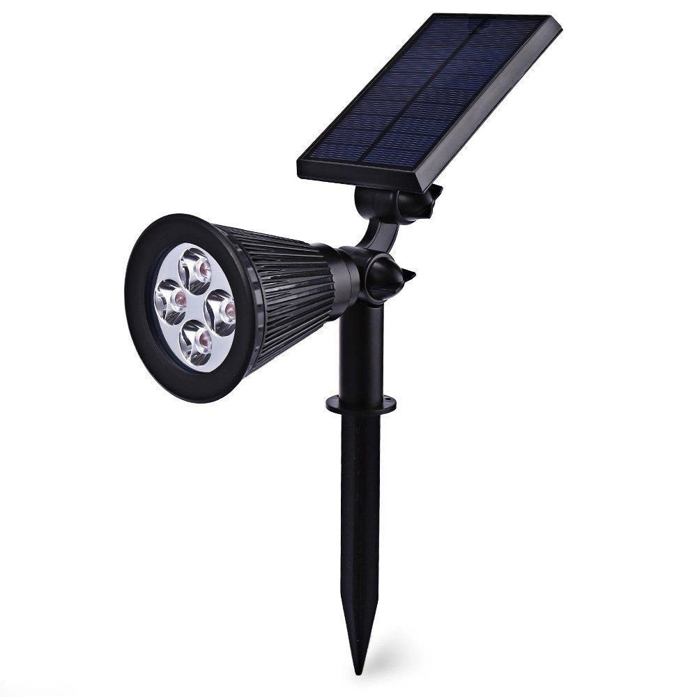 Trade Shop - Faretto Faro Led Giardino 4 Led Picchetto Pannello Energia Solare Giardino Ip65 -