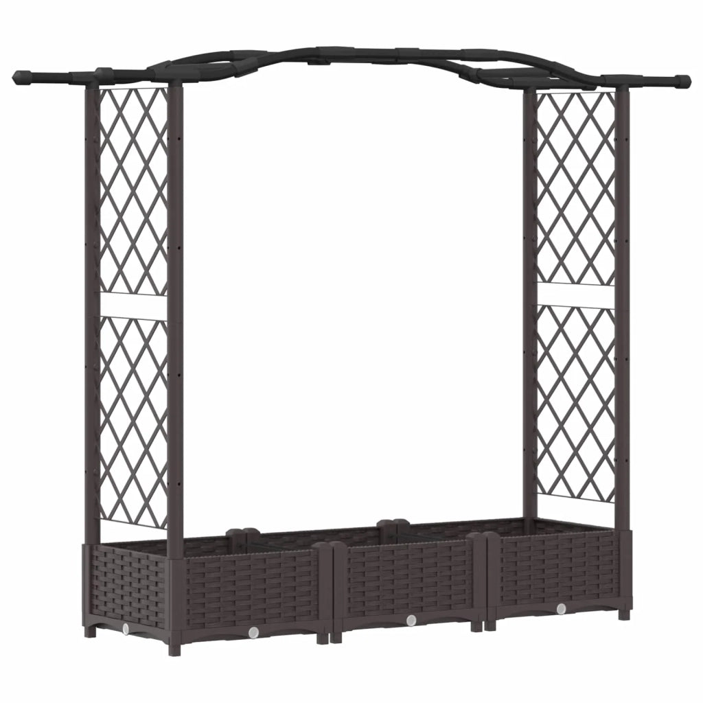 Letto Rialzato con Griglia e Tetto Marrone 169 x 40 x 125 cm PP 42032504