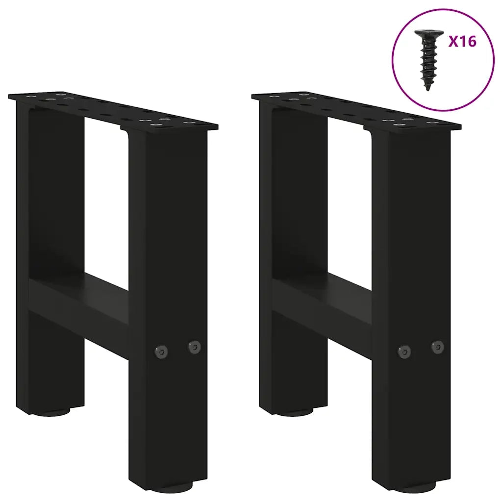 Gambe per Tavolino da Caff¨¨ Nere 2 pz-Set di 2 Gamba per Tavolo 30x(30-31) cm Acciaio