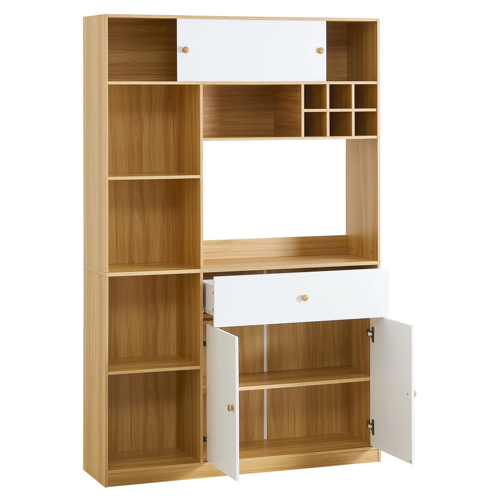 Armadio da cucina con LED - Zephmum- 115x35x180cm- Con cassetto e tre ante