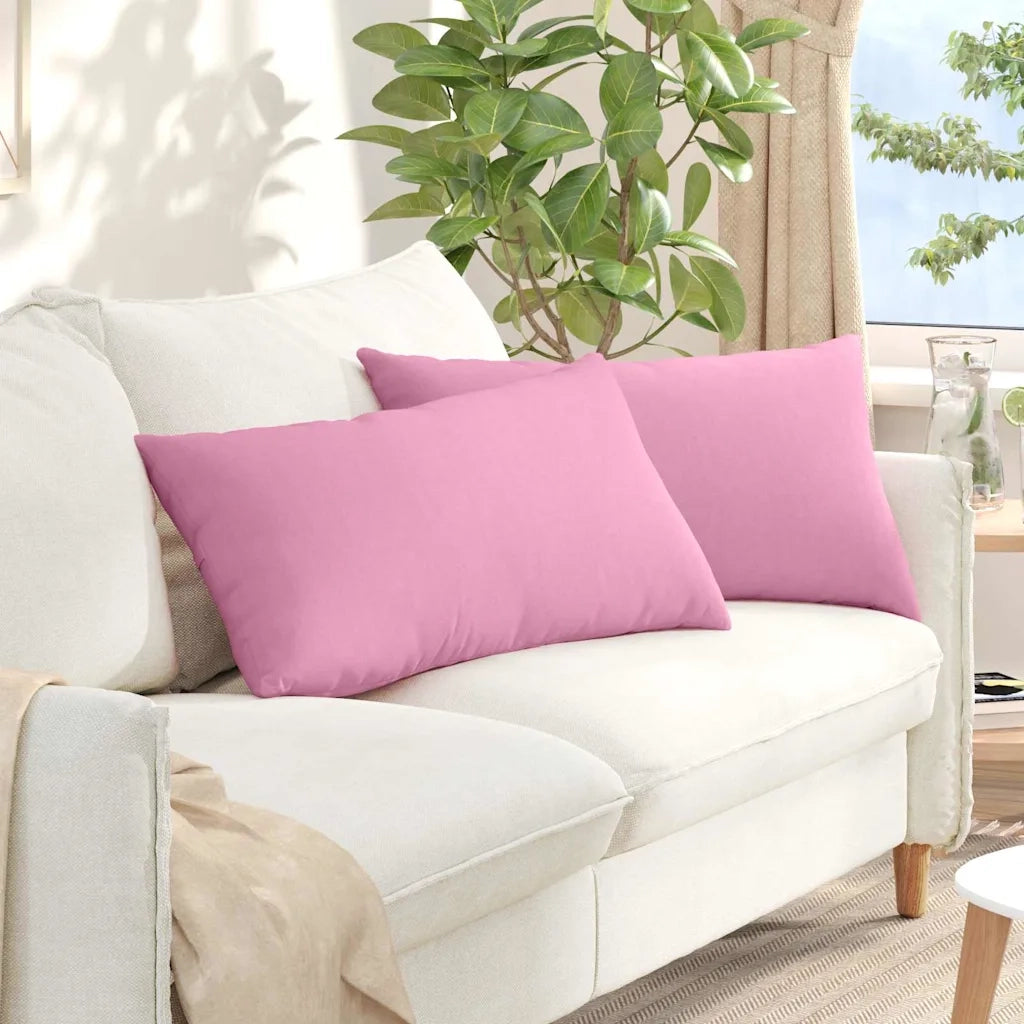 Cuscini da Divano 2 pz | Cuscini per sedie Rosa 80 x 40 cm Tessuto