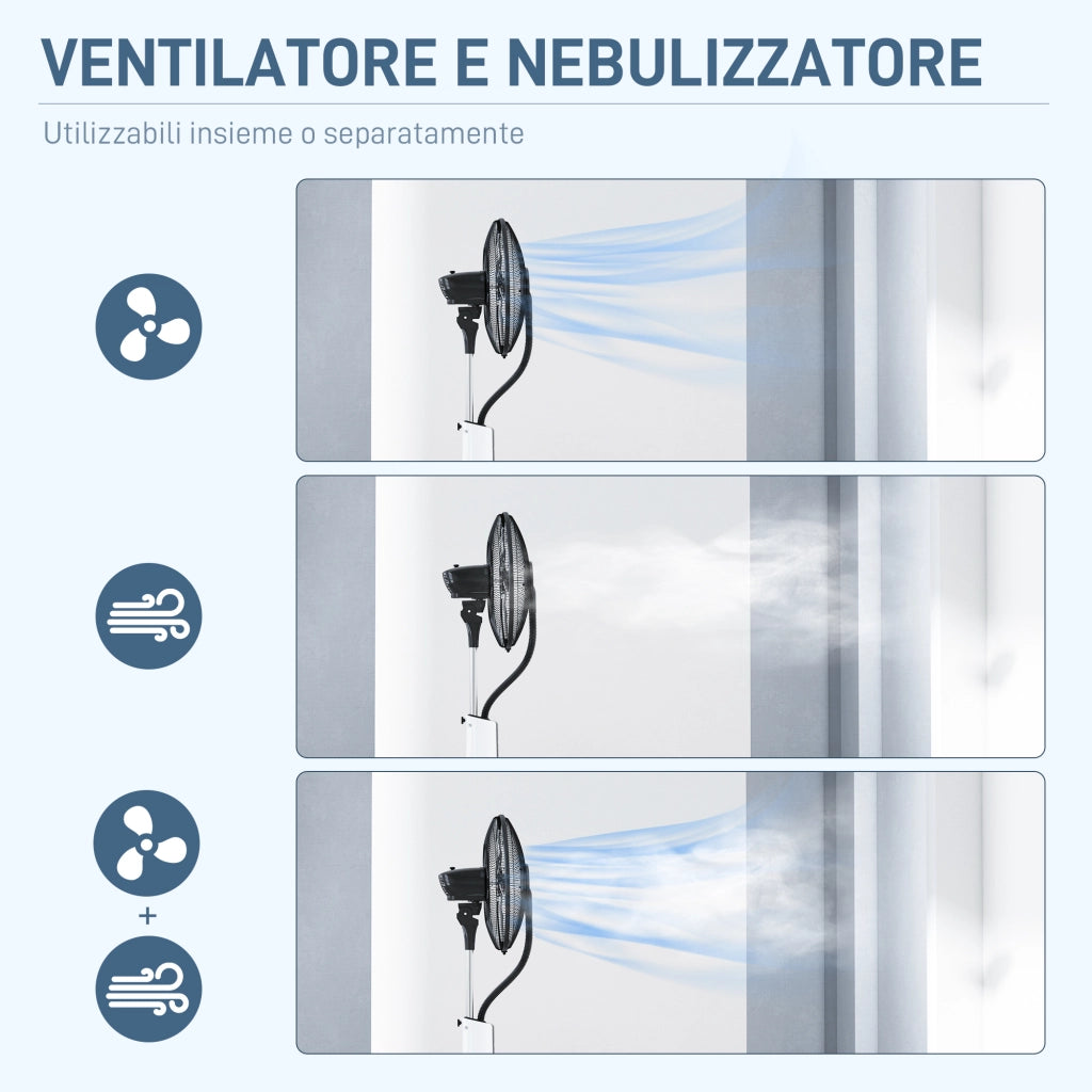 Ventilatore Nebulizzatore con Serbatoio 3L ¨C Xylo ¨C 3 Velocit¨¤, Bianco e Nero, 44.5x38.5x120 cm