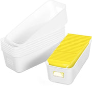 Set di contenitori di archiviazione in plastica da 8 pezzi - Contenitori di archiviazione rettangolari - Contenitori di magazzino - Organizzazione domestica - Dimensioni 21,5 x 9 x 7 cm - Contenitori di archiviazione