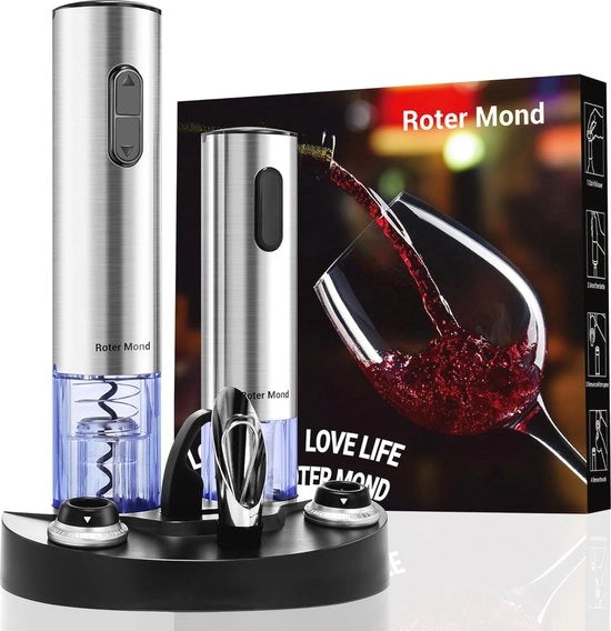 Set di Apertura automatica a 7 in 1 per Vino con Sfoglia, Pompante e Tagliafoglia con Funzione di Aerazione
