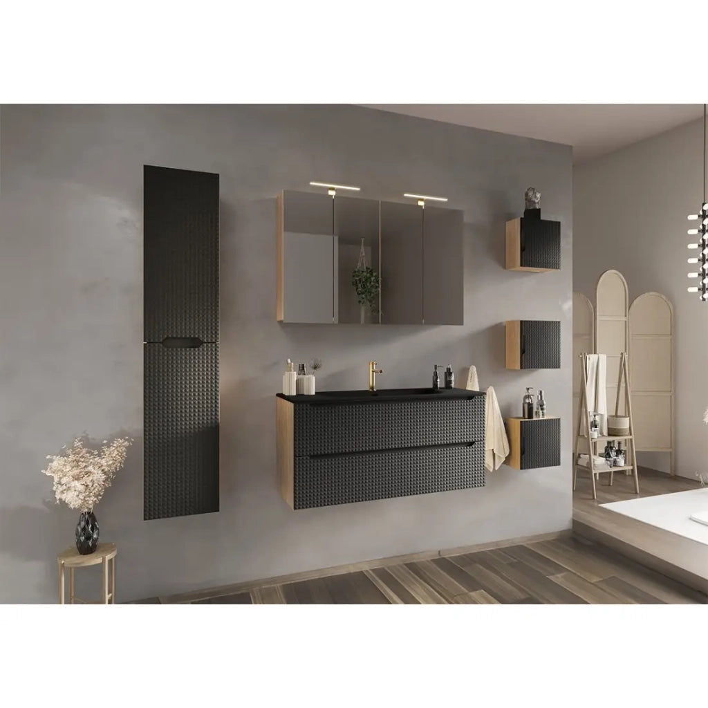 Lavabo da incasso VELOA 60 cm in ceramica nero opaco