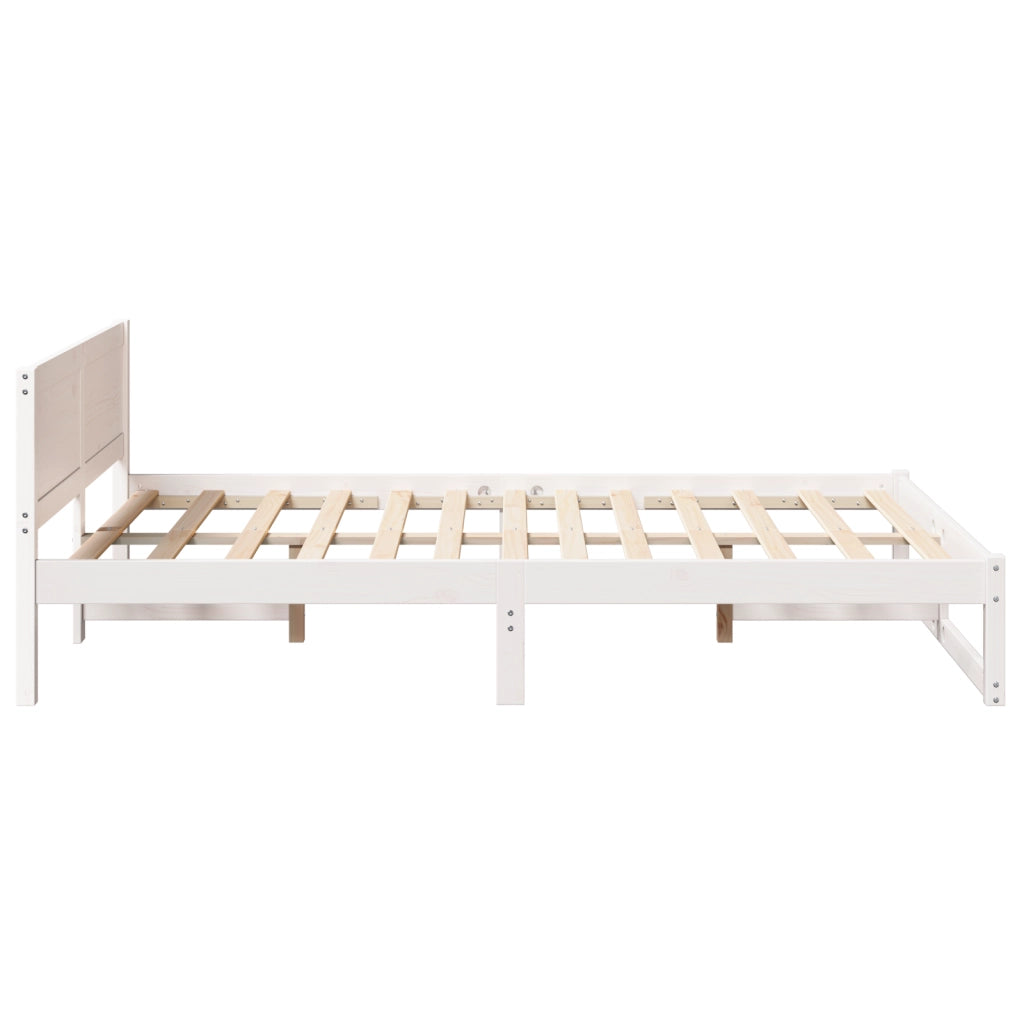 Telaio Letto Bianco Legno Massello di Pino 140 x 190 cm Durevole