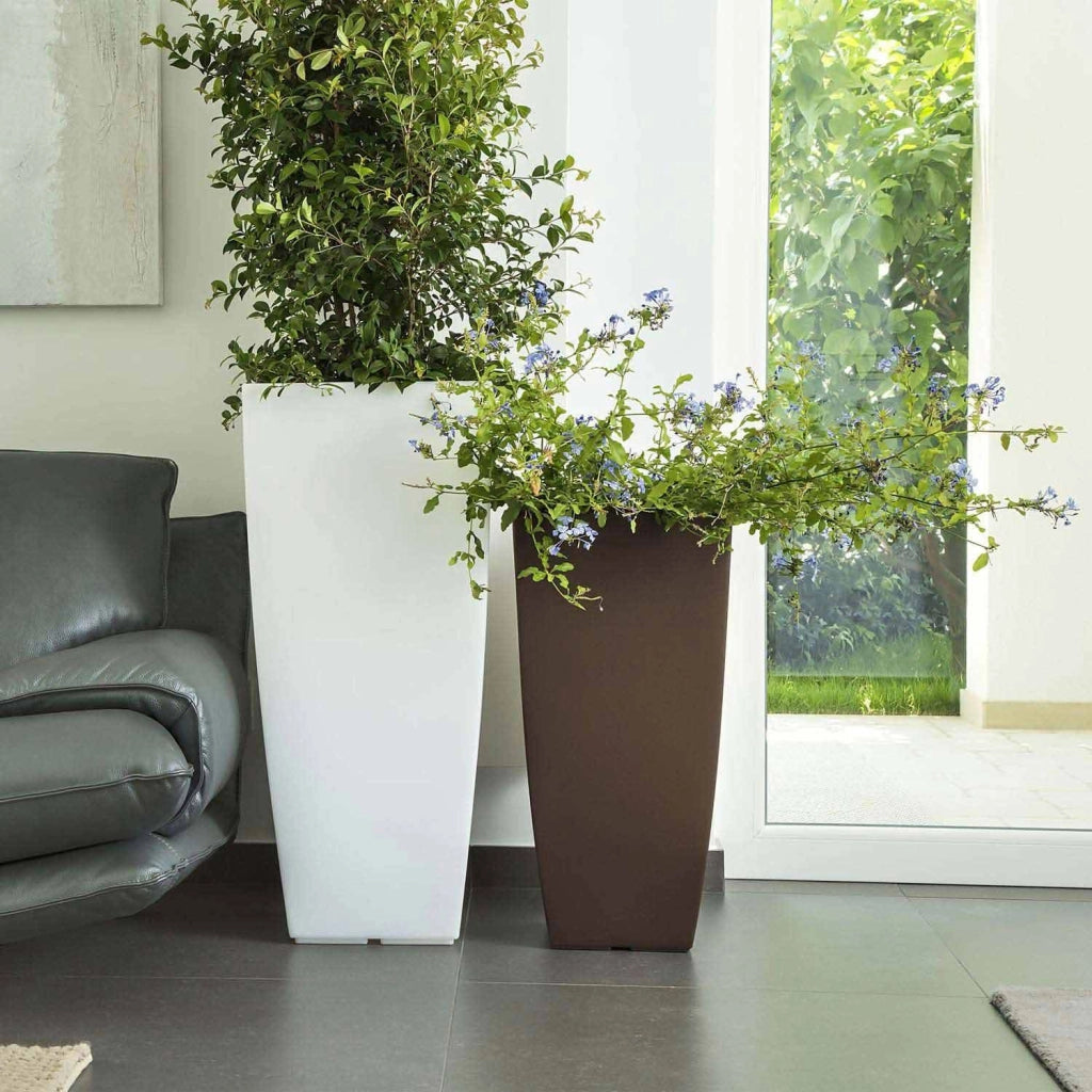 Vaso Agave In Resina Quadrato Marrone H70 33x33Cm