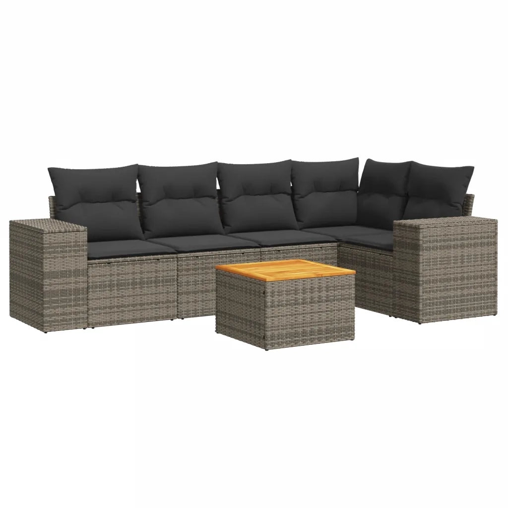 Set Divano da Giardino 6 pz con Cuscini Grigio in Polyrattan 3257768