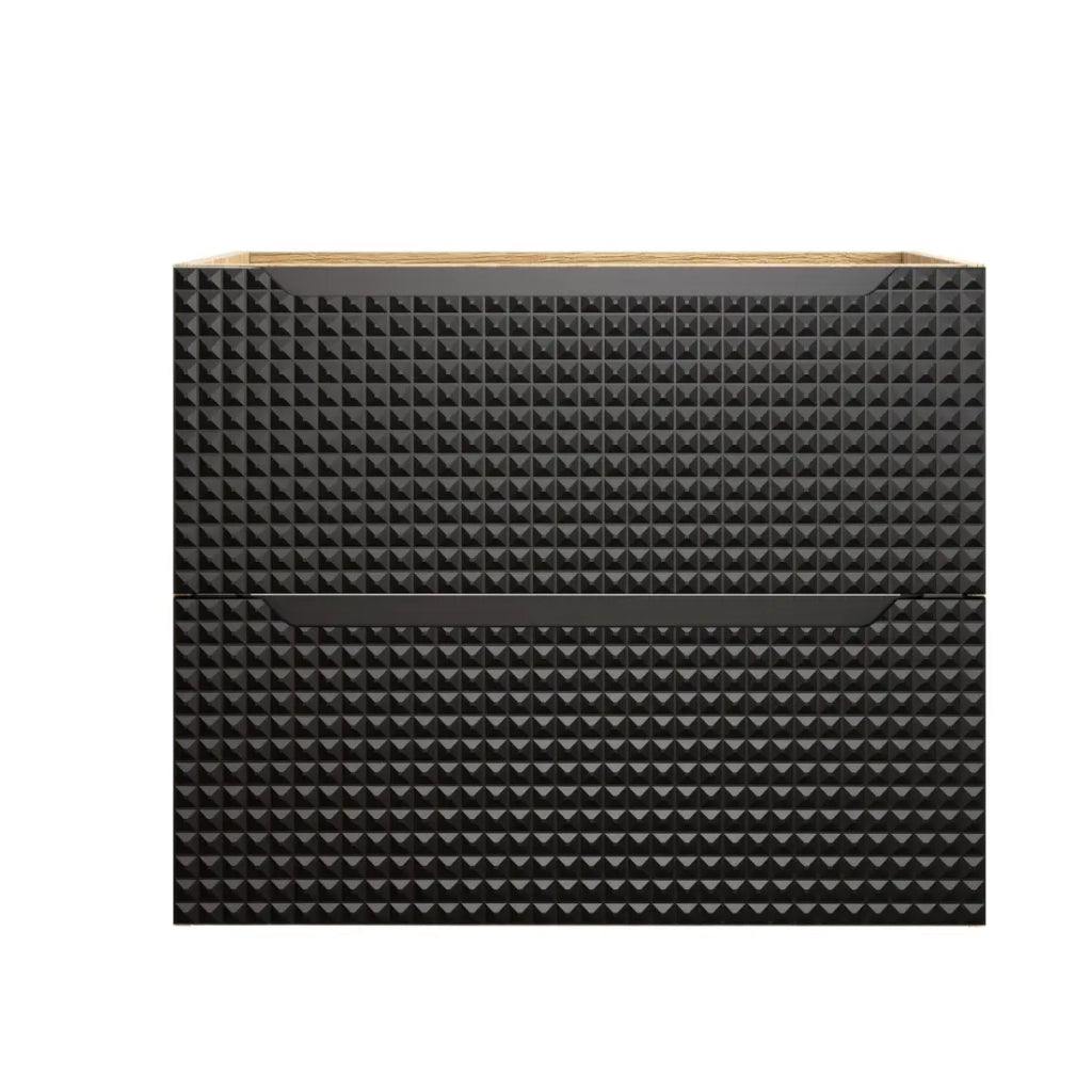 Mobile sottolavabo VELNIA – 2 cassetti – 70 cm – Colori rovere chiaro e nero – Da appendere