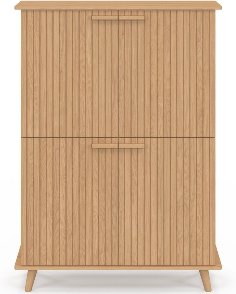JULIETTE Contenitore a 4 ante in rovere con doghe in legno