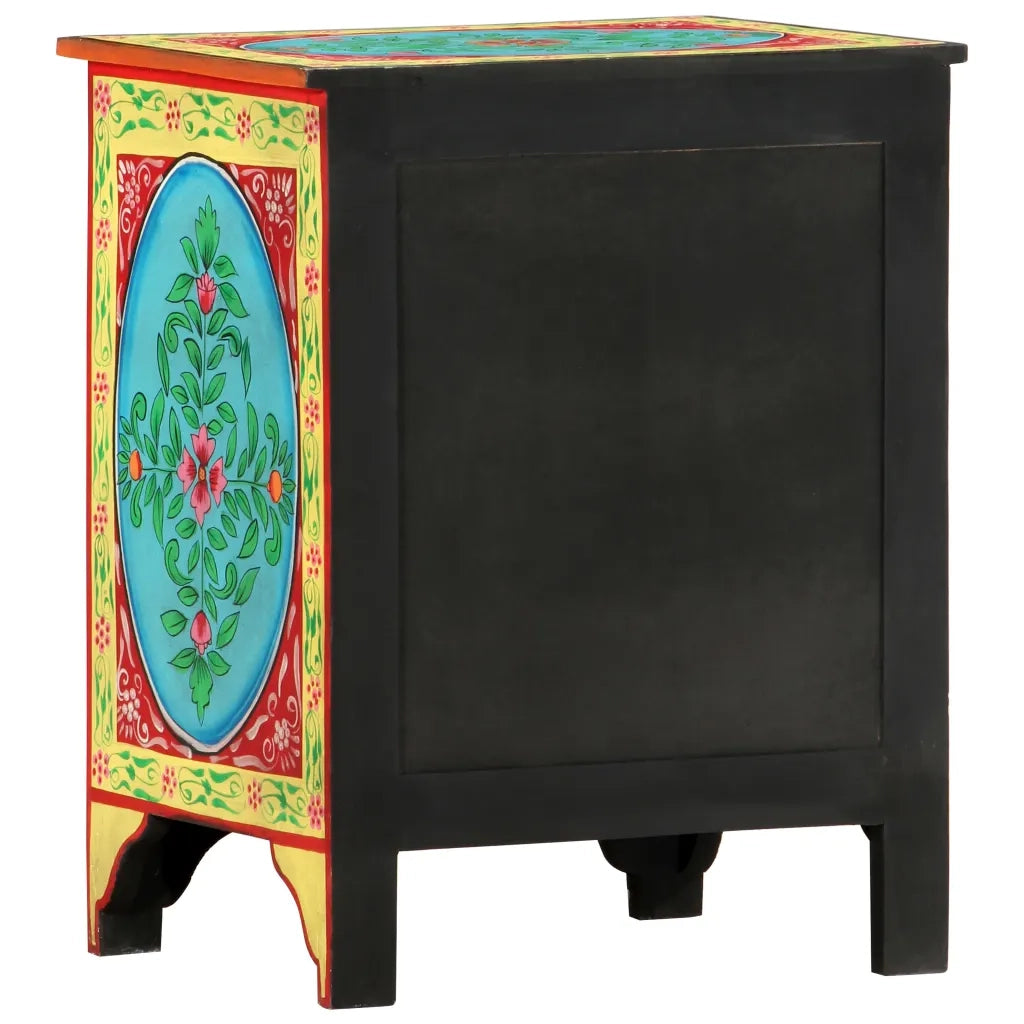 Comodino Dipinto a Mano 40x30x50 cm in Legno Massello di Mango cod mxl 30487