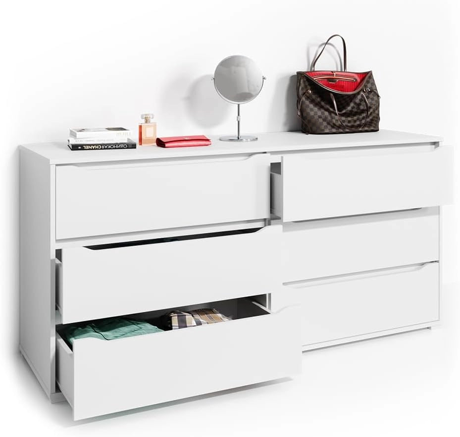 Cassettiera per camera da letto Ruben, Bianco, 48 x 77.6 cm, per riporre abiti e oggetti di uso quotidiano