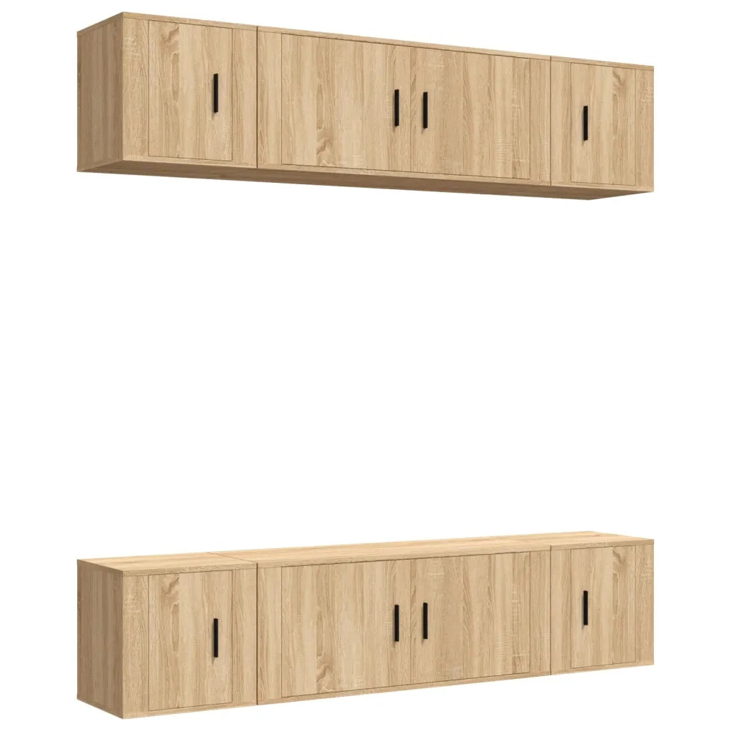 Set di Mobili Porta TV 6 pz-Credenza per TV Rovere Sonoma in Legno Multistrato