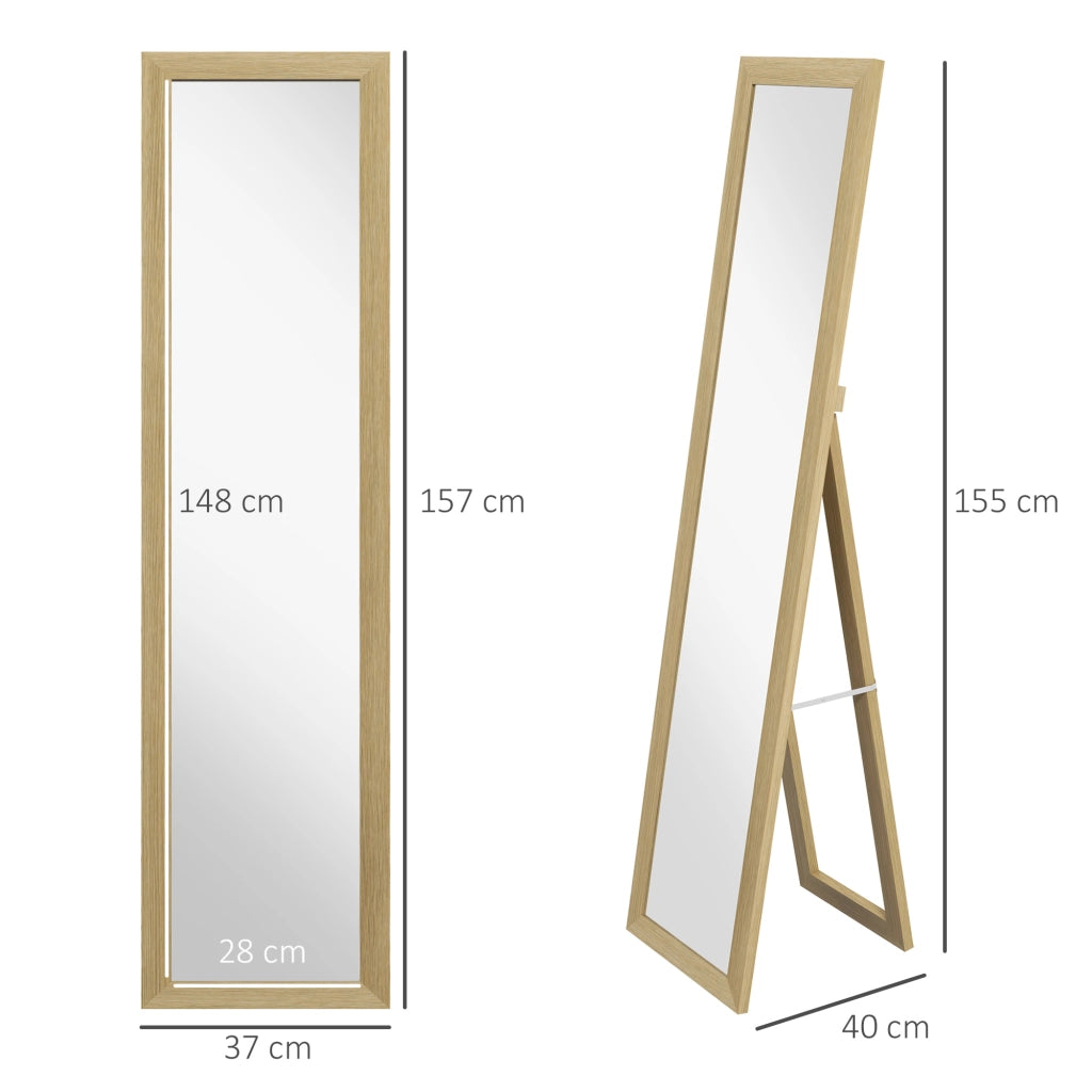 Specchio a Parete 37x155 cm con Cornice in Legno Rovere ¨C Zephmum ¨C Forma Rettangolare