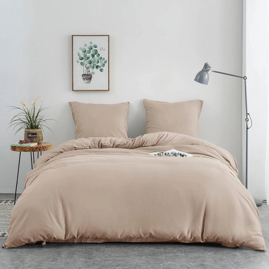 Set da letto 2 pezzi 135 x 200 cm Beige 1 coperta da letto con cerniera e 1 cuscino 80 x 80 cm in microfibra 100% (130 g/m²)