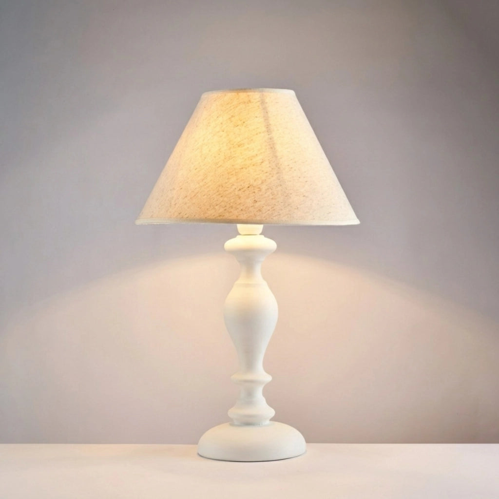 Lampada Da Tavolo Shabby Chic Cascina Bianco 1 Luce E27