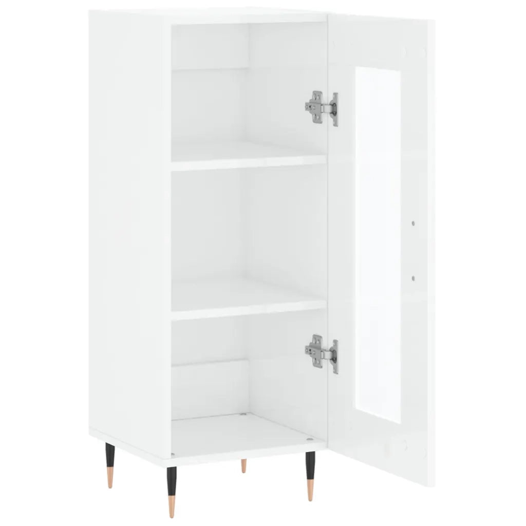 Credenza Bianco Lucido 34,5x34x90 cm in Legno Multistrato