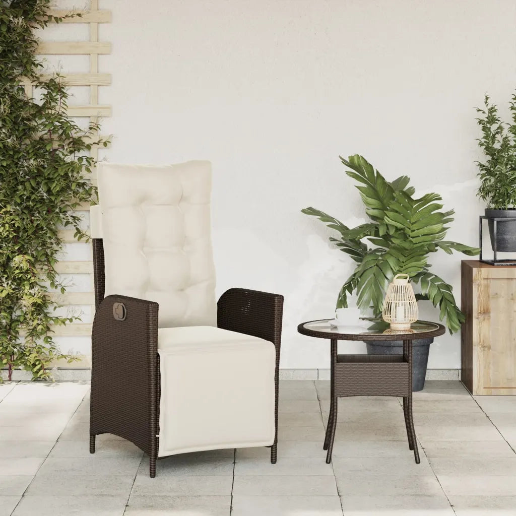 vidaXL Sedia Reclinabile Giardino con Poggiapiedi Marrone Polyrattan