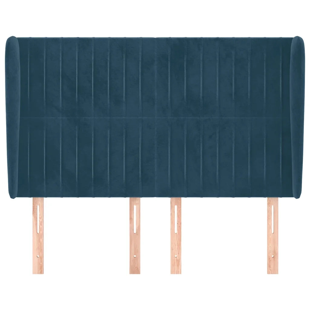 Testiera ad Orecchio-Testata con Orecchie Blu Scuro 147x23x118/128cm in Velluto 690588