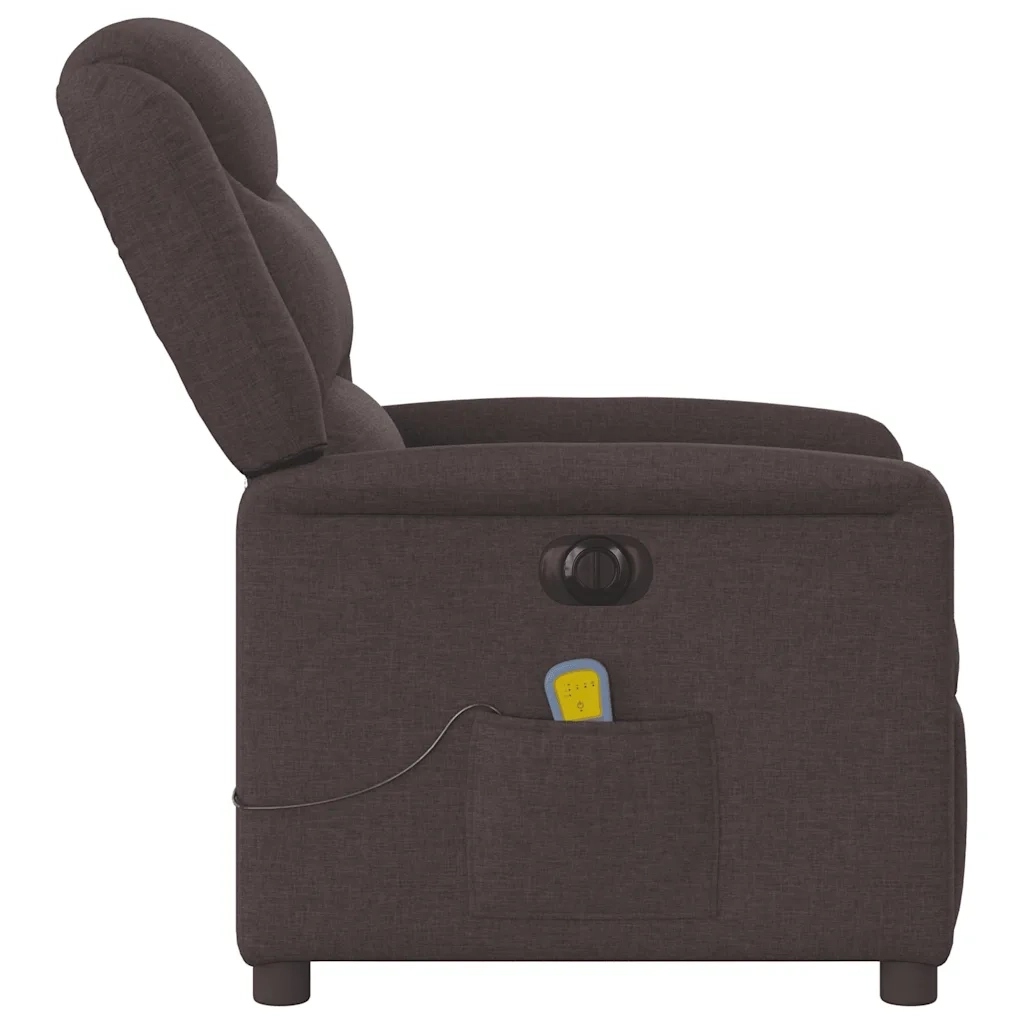 vidaXL Poltrona Massaggio Reclinabile Elettrica Marrone Scuro Tessuto