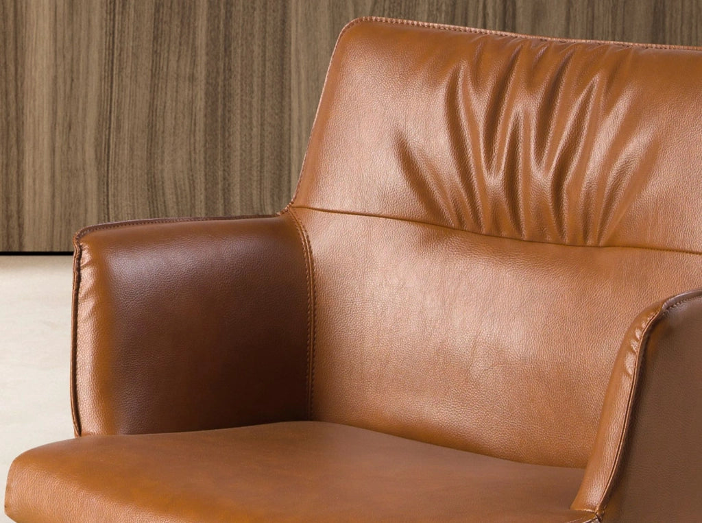 Sedia girevole in similpelle marrone cognac