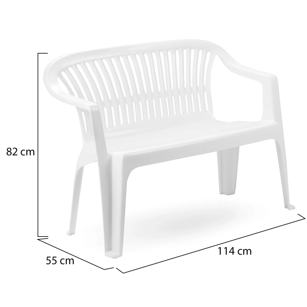 Asmi, Panchina da Esterno 2 Posti Made in Italy, 114x55x82h cm Bianco