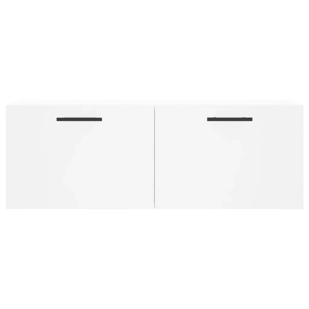 Mobiletto a muro funzionale pratico contenitore 100 x 36,5 x 35 cm stile contemporaneo legno composito bianco 02_0048893