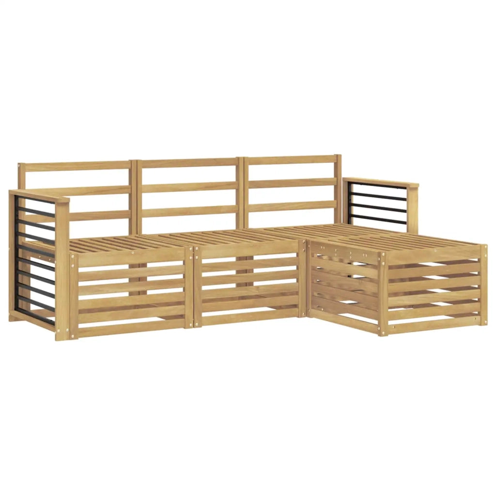 Set di divani da esterno 4 pcs Bianco Legno di Acacia Massello