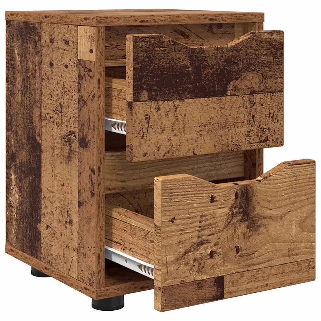 Set di 2 Comodini | Armadio da Notte | Mobiletto da notte con cassetto Legno vecchio 30,5 x 30 x 43 cm