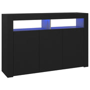 Credenza buffet cassettiera mobile contenitore organizer cucina soggiorno soggiorno con luci a LED 115,5 x 30 x 75 cm nero 02_0030011