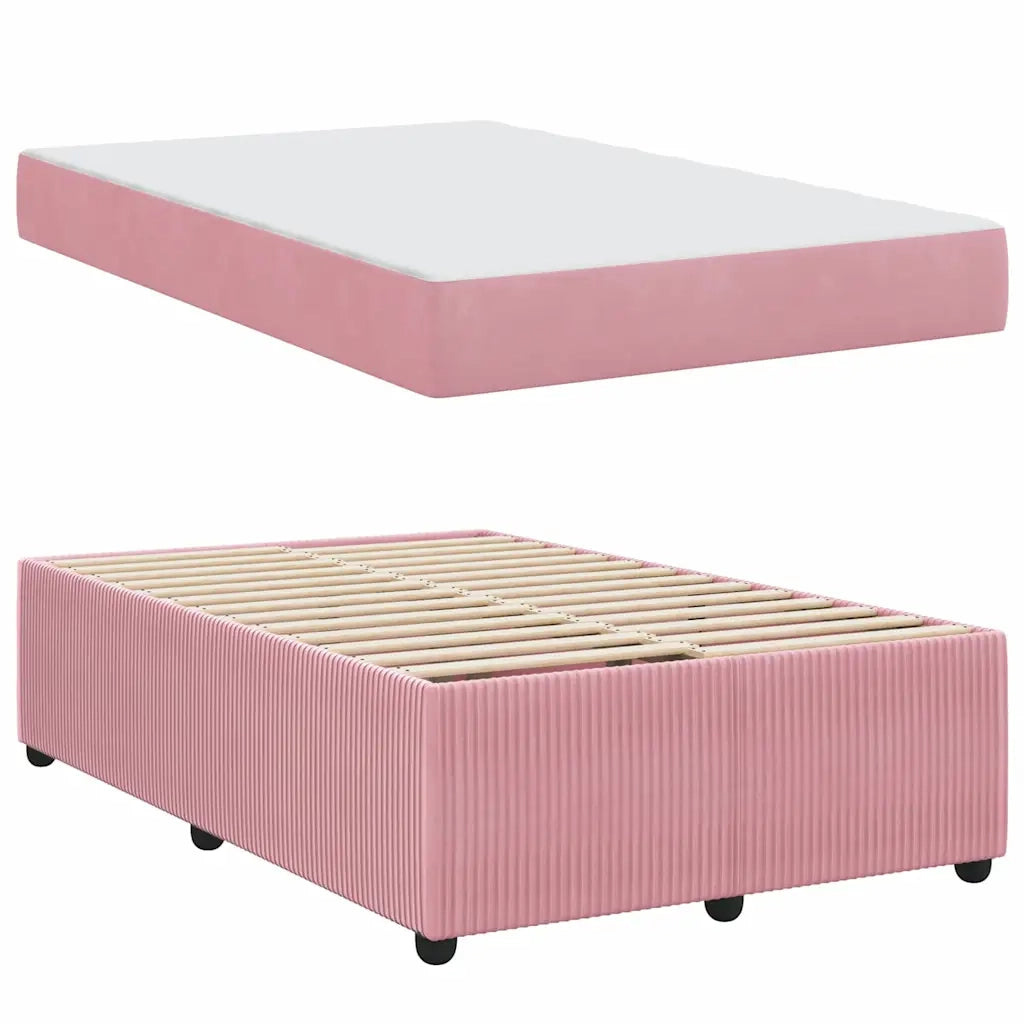 Struttura del letto con materasso Rosa 120 x 200 cm Tessuto