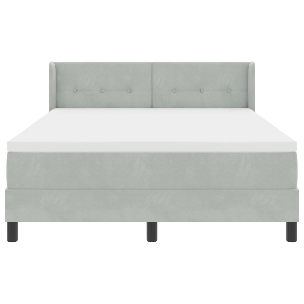 Letto Box Spring con Materasso grigio chiaro 160x200 cm in Velluto
