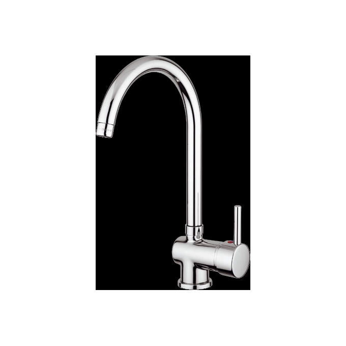 CM 9208MISCCRM ACQUAMIX Miscelatore Cucina con Canna Girevole 360° in Ottone e Acciaio colore Cromato