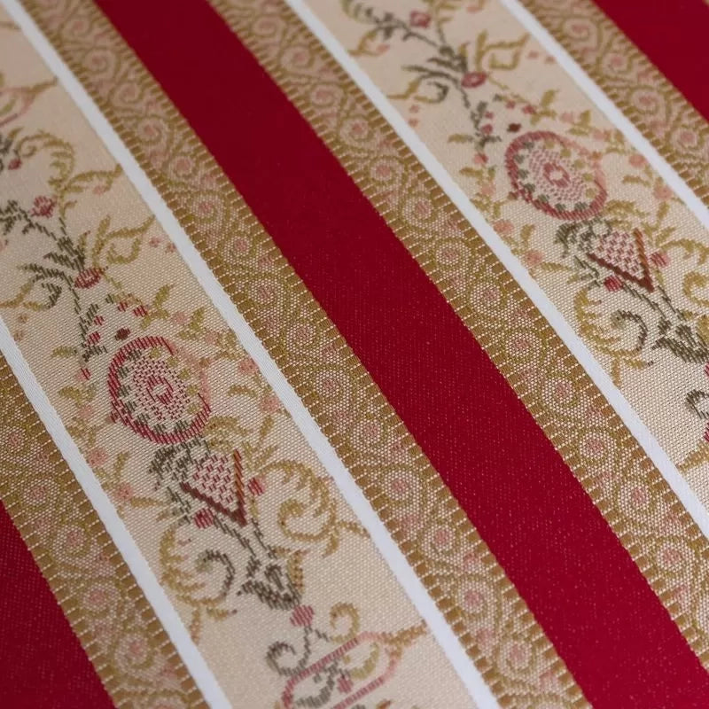 Poggiapiedi imbottito tessuto rosso legno shabby bianco 30x20x10 - Mobili 2G