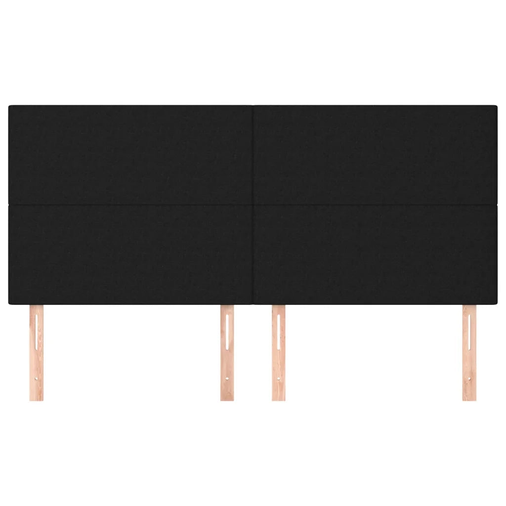 Testiera 4 pz Nera 80x5x78/88 cm in Tessuto