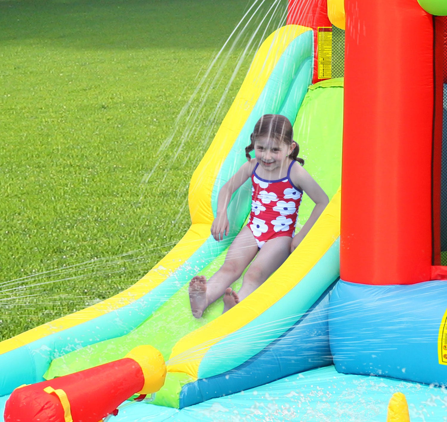 Castello Gonfiabile per Bambini Jump & Splash Double Blaster 400x300x220 cm Portata Massima 136 kg