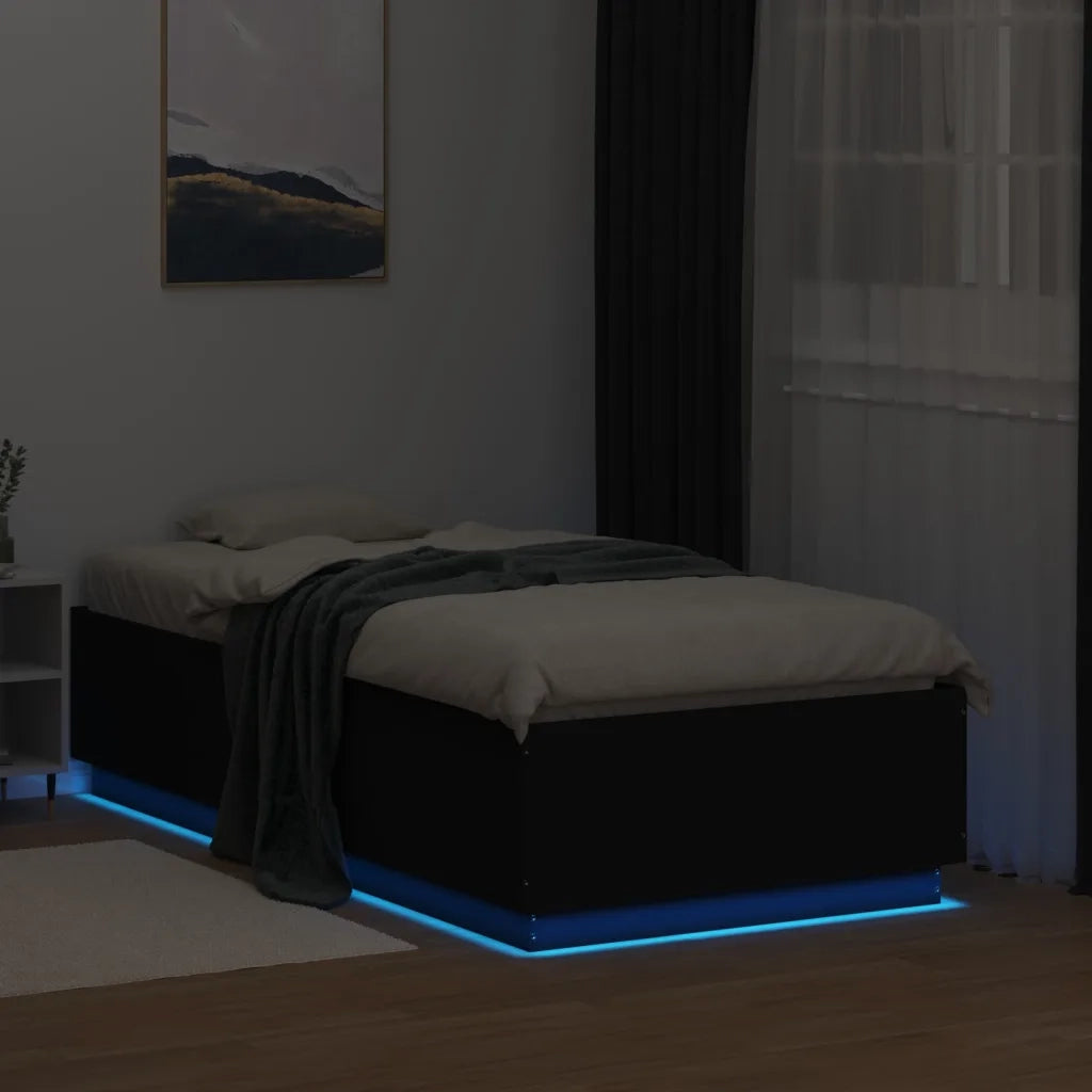 Giroletto con Luci LED Nero 90x190 cm in Legno Multistrato 3209661