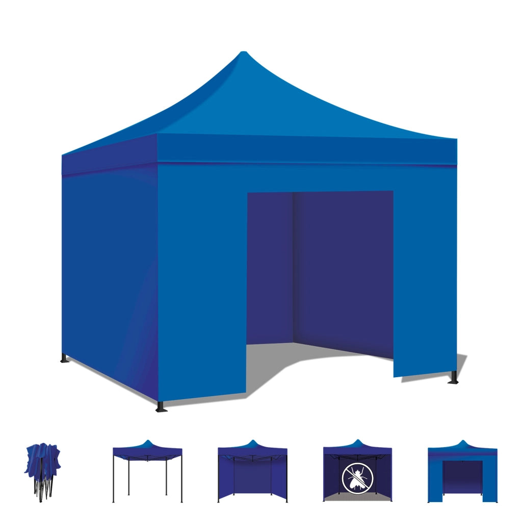 Tenda / Gazebo Per Giardino 3X3 Impermeabile Tendone Pieghevole Per Fiere E Mercati Colore Blu